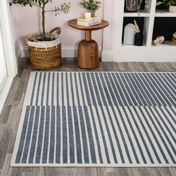 Shutter Minimalist Striped Plaid Machine-washable Area Rug